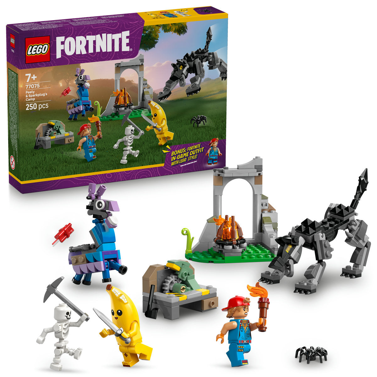 LEGO Fortnite Peely & Sparkplug’s Camp Video Game Building Set 77075