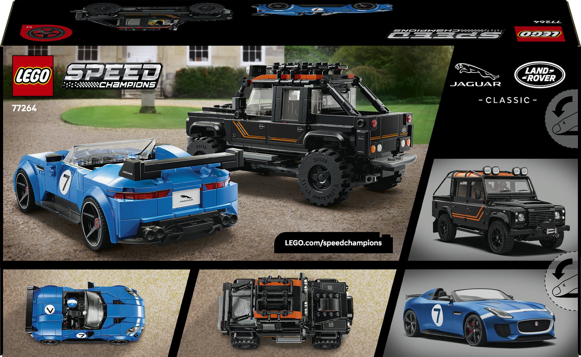 LEGO Speed Champions Jaguar Project 7 & Land Rover Defender Building Set 77264