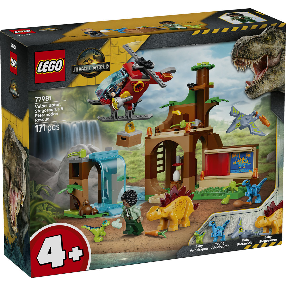 LEGO Jurassic World Velociraptor, Stegosaurus & Pteranodon Rescue Building Set 77981