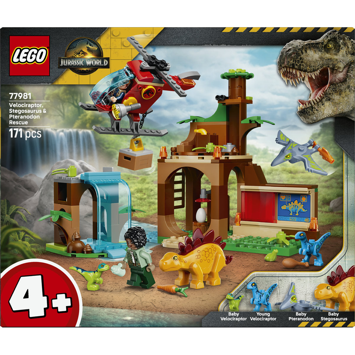LEGO Jurassic World Velociraptor, Stegosaurus & Pteranodon Rescue Building Set 77981