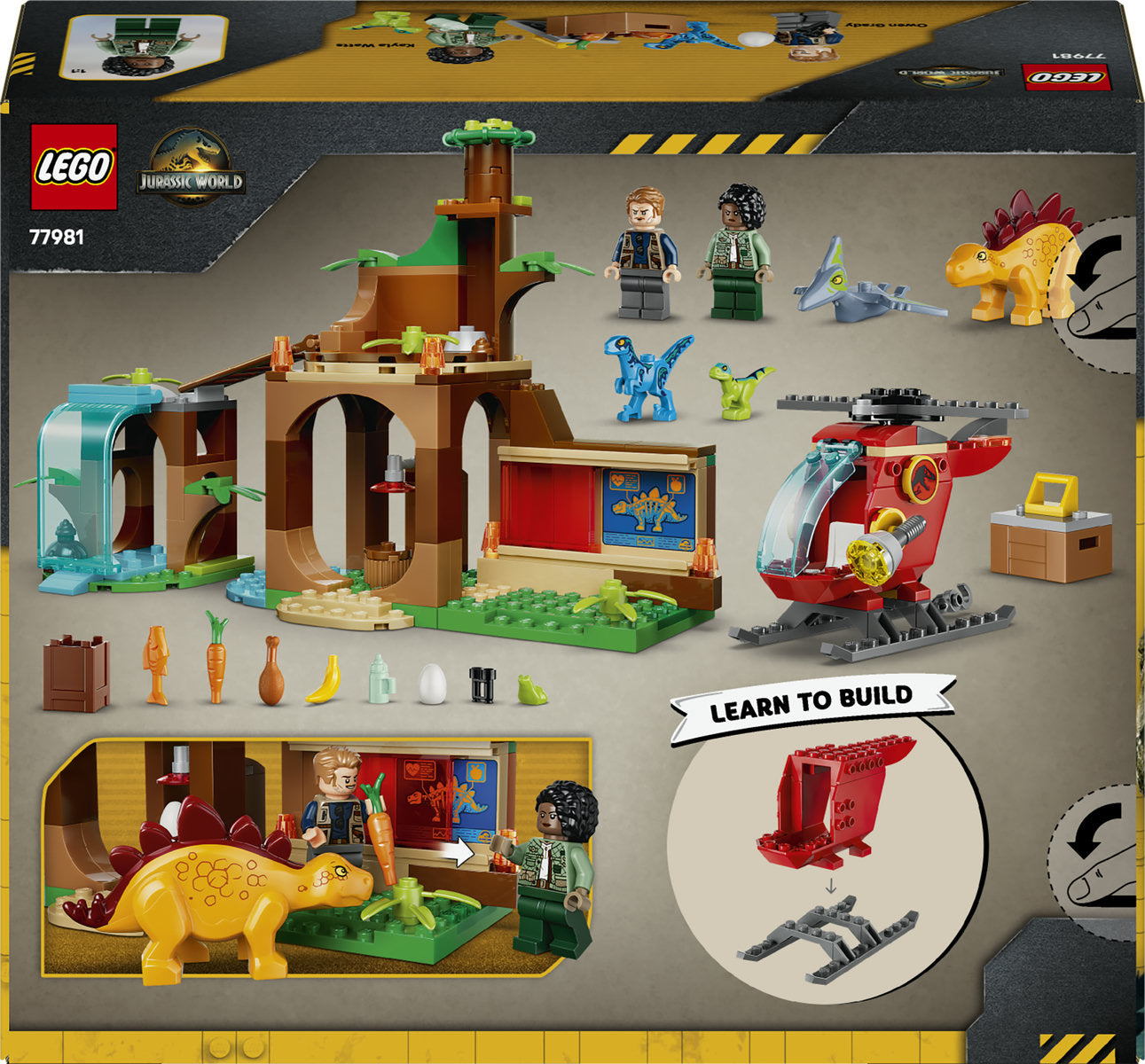 LEGO Jurassic World Velociraptor, Stegosaurus & Pteranodon Rescue Building Set 77981