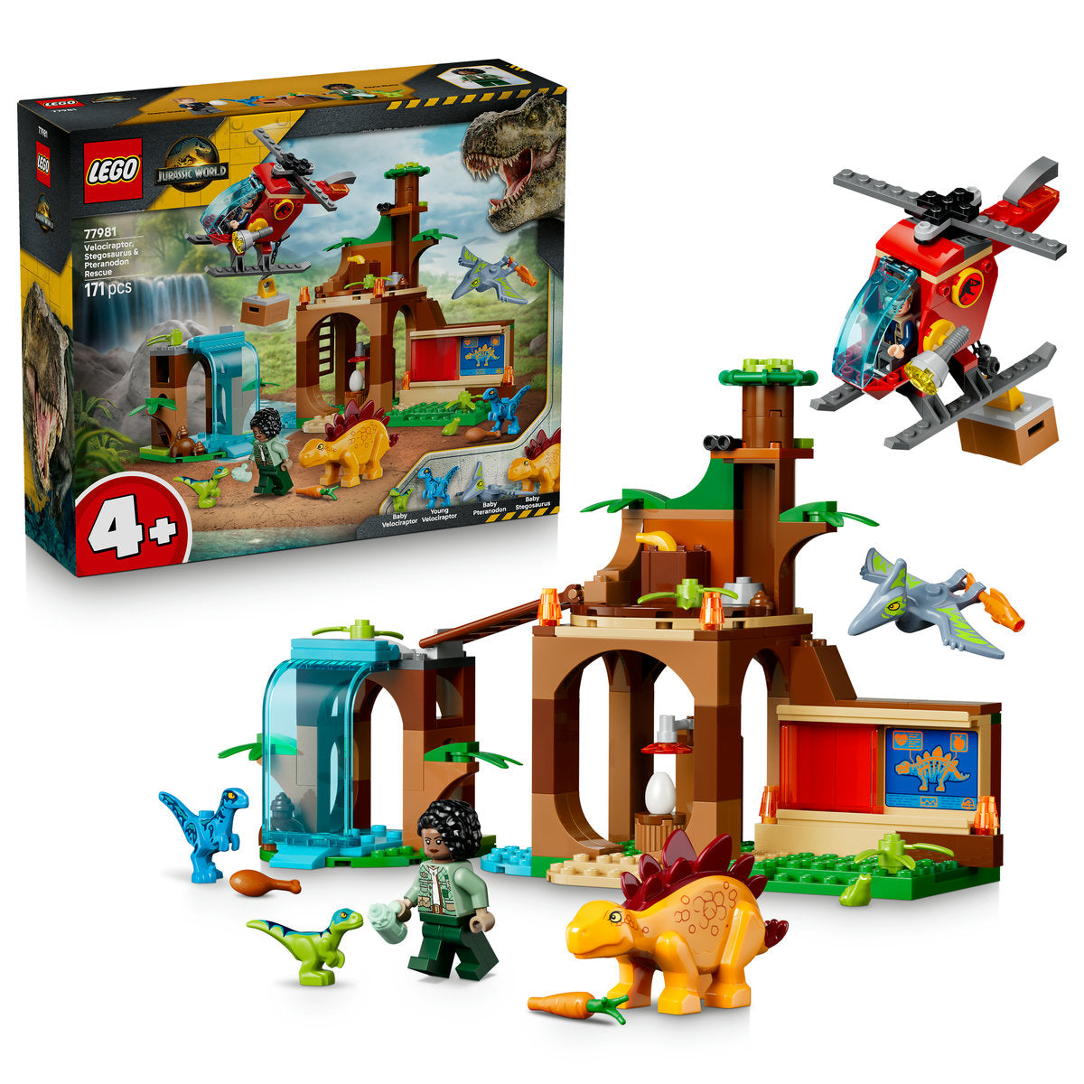 LEGO Jurassic World Velociraptor, Stegosaurus & Pteranodon Rescue Building Set 77981