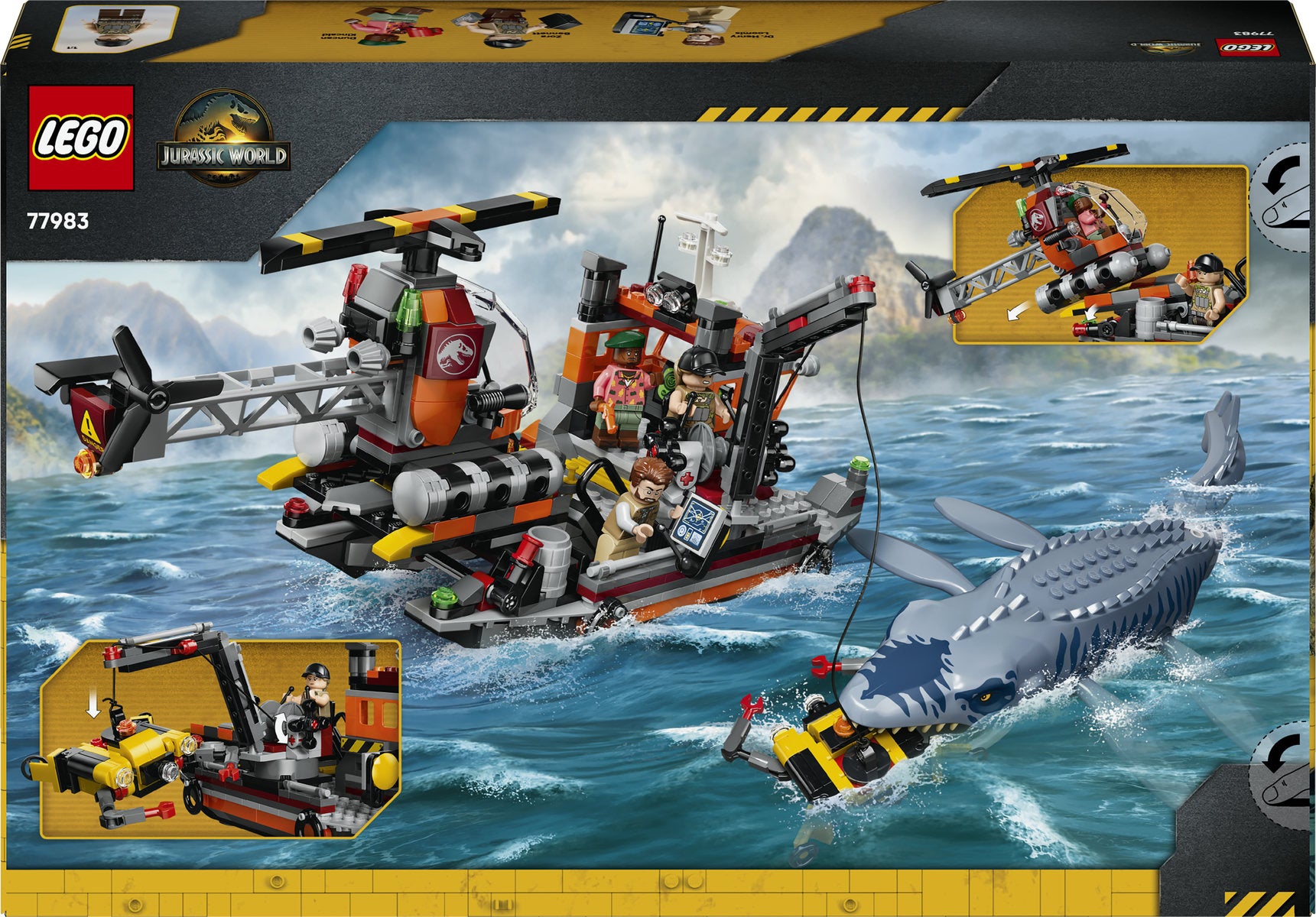 LEGO Jurassic World Mosasaurus Dinosaur Boat Attack Building Set 77983