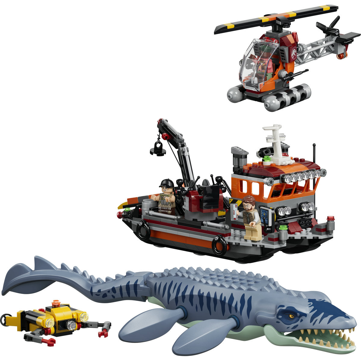 LEGO Jurassic World Mosasaurus Dinosaur Boat Attack Building Set 77983