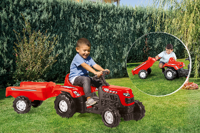 Dolu Ranchero Tractor Pedal Operated & Trailer Red