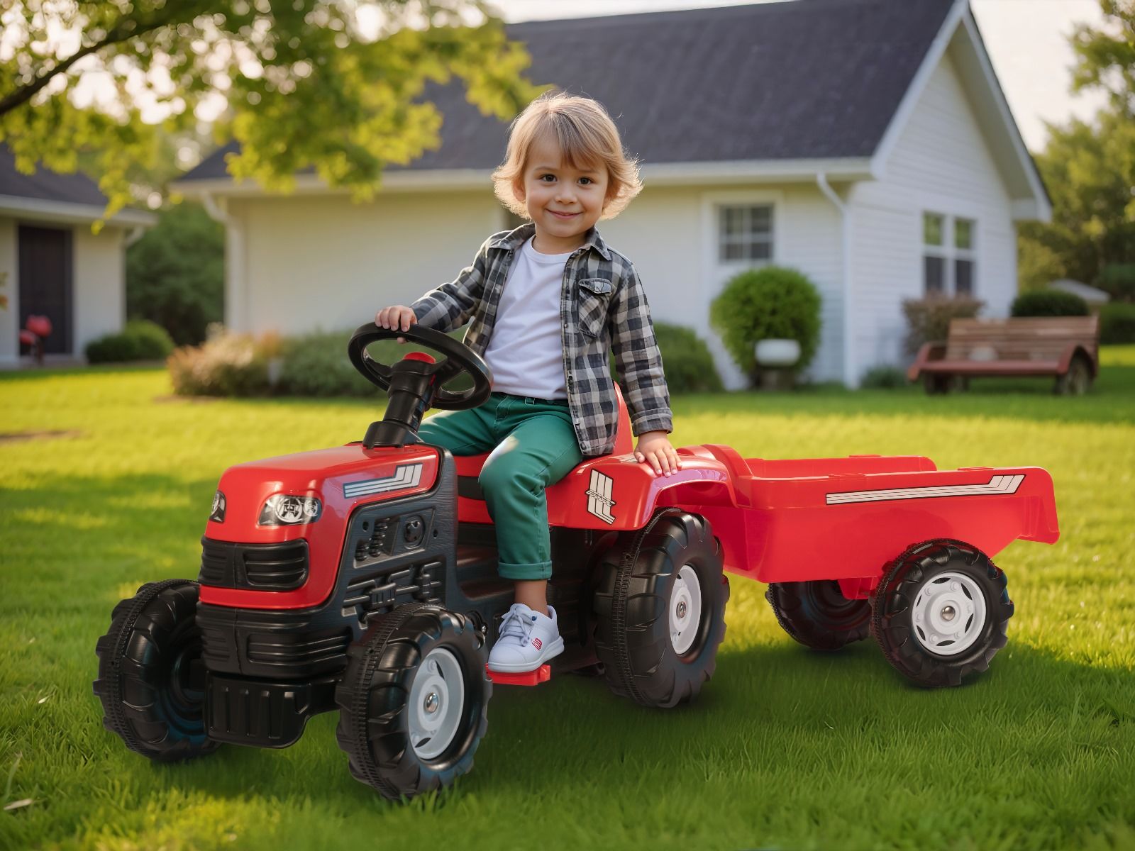 Tractor Pedal Operated & Trailer Red