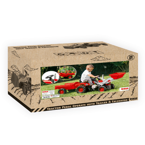 Tractor Pedal Operated With Trailer & Excavator Red