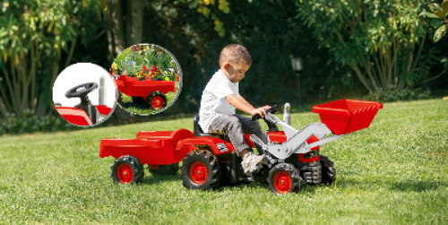 Tractor Pedal Operated With Trailer & Excavator Red