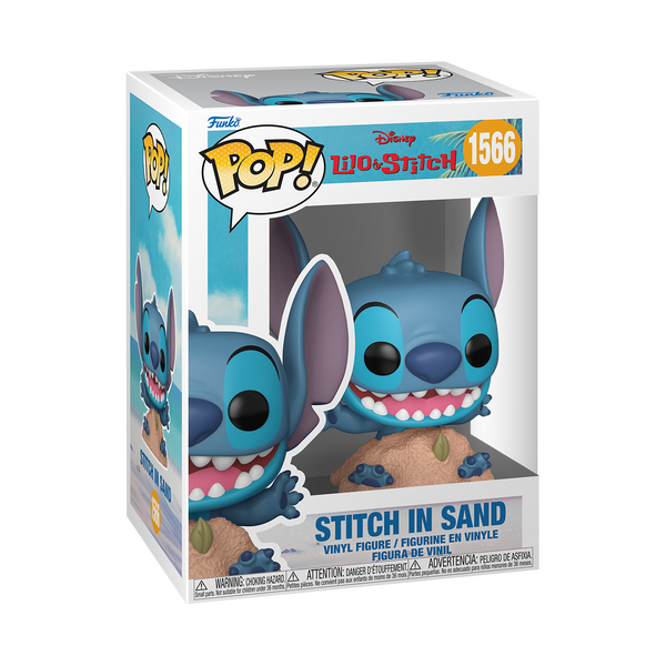 Funko Pop! vinyl figure packaging featuring Stitch from Lilo & Stitch on a white background