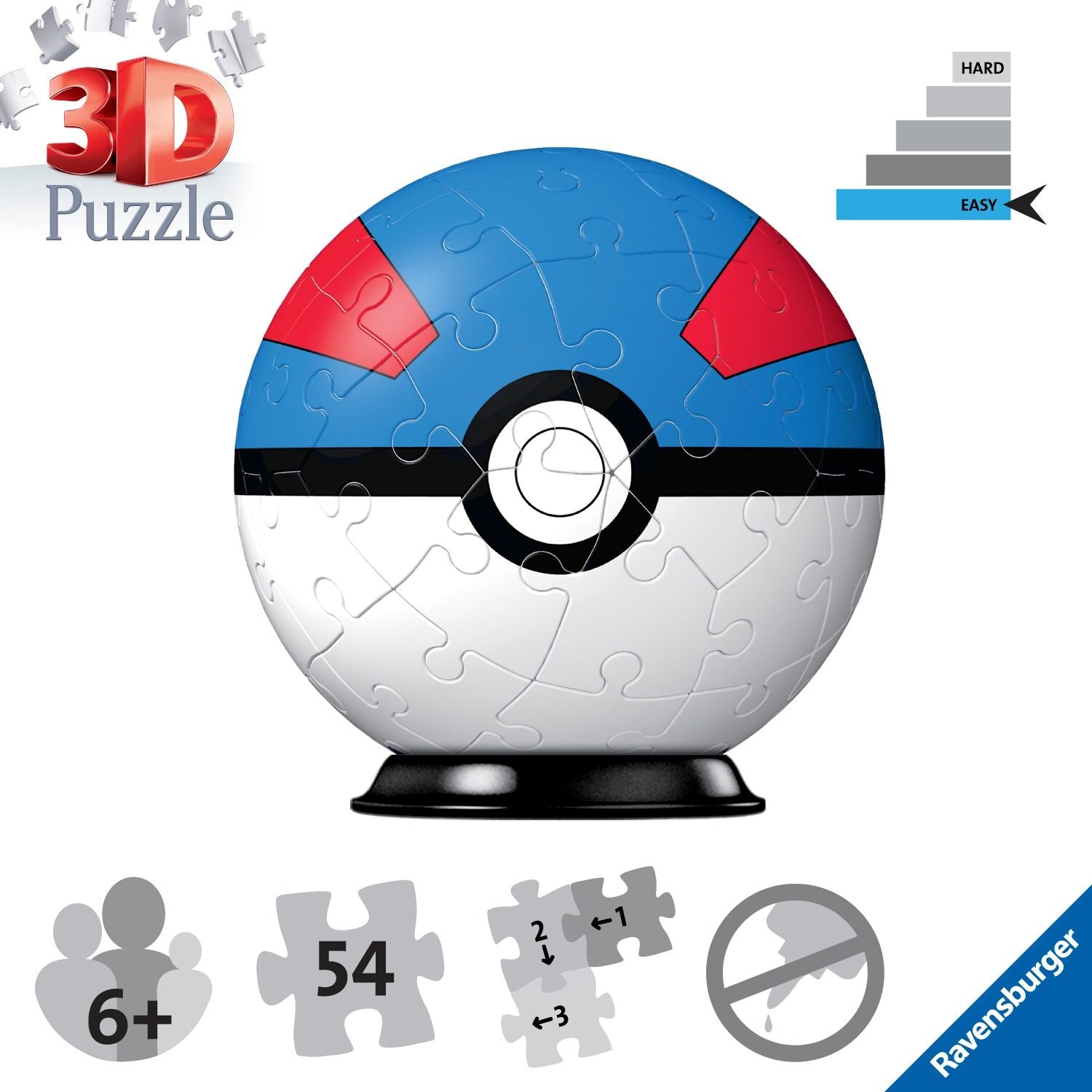 Pokemon Great ball 3D Puzzle, 54pc