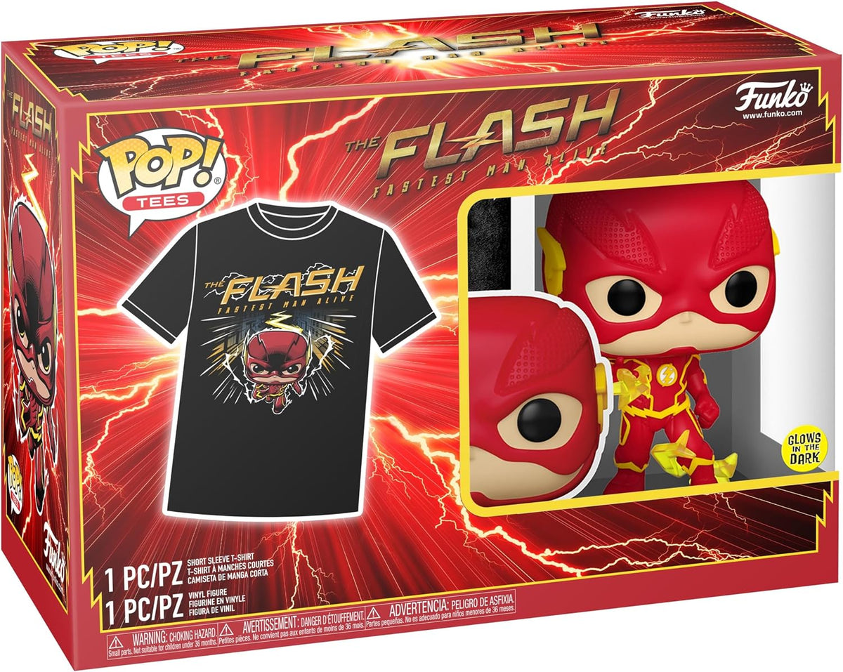Funko POP! Tees DC: The Flash Glow-in-the-Dark Vinyl Figure & T-Shirt – Large