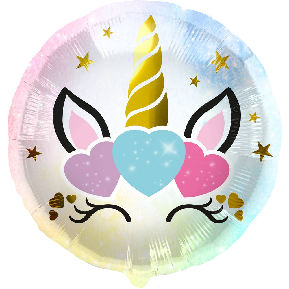 18 Inch Unicorn Eyelashes Round Foil Balloon