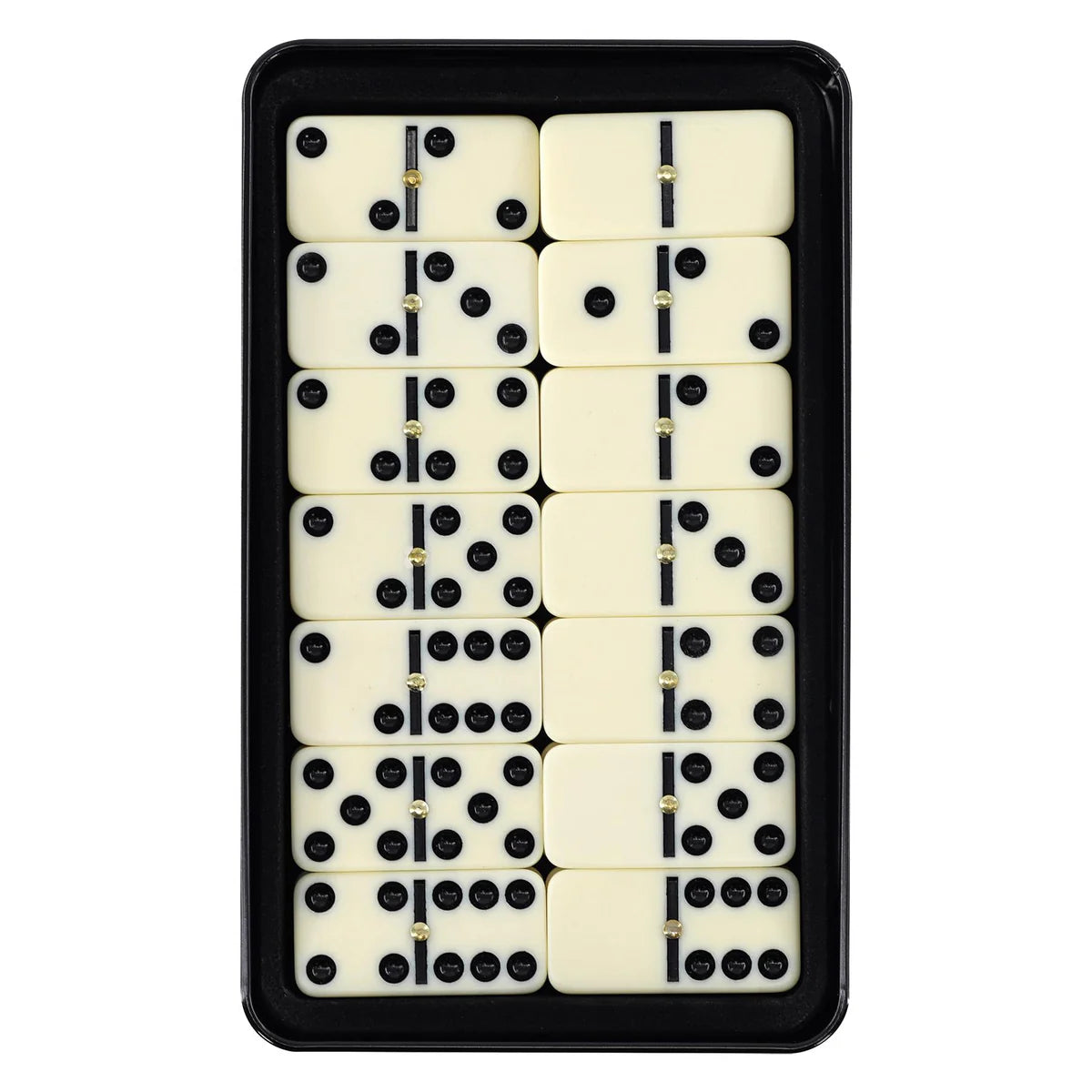 M.Y Double Six Dominoes Game in Tin Box 28 Piece Set