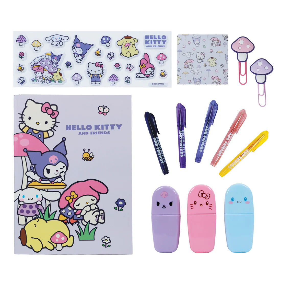 Hello Kitty & Friends PVC Bag Stationery Set – Mushroom