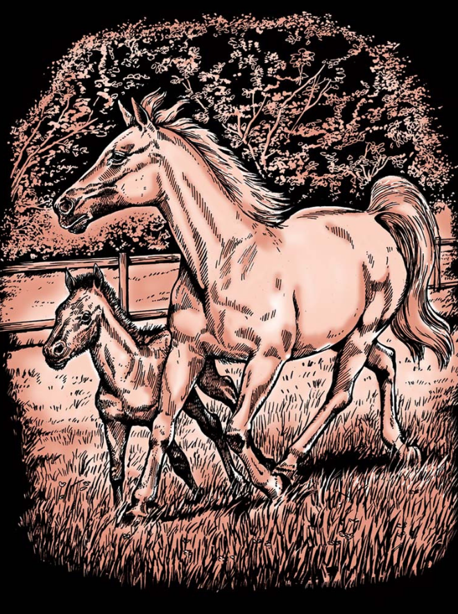 Artfoil Copper Horse & Foal