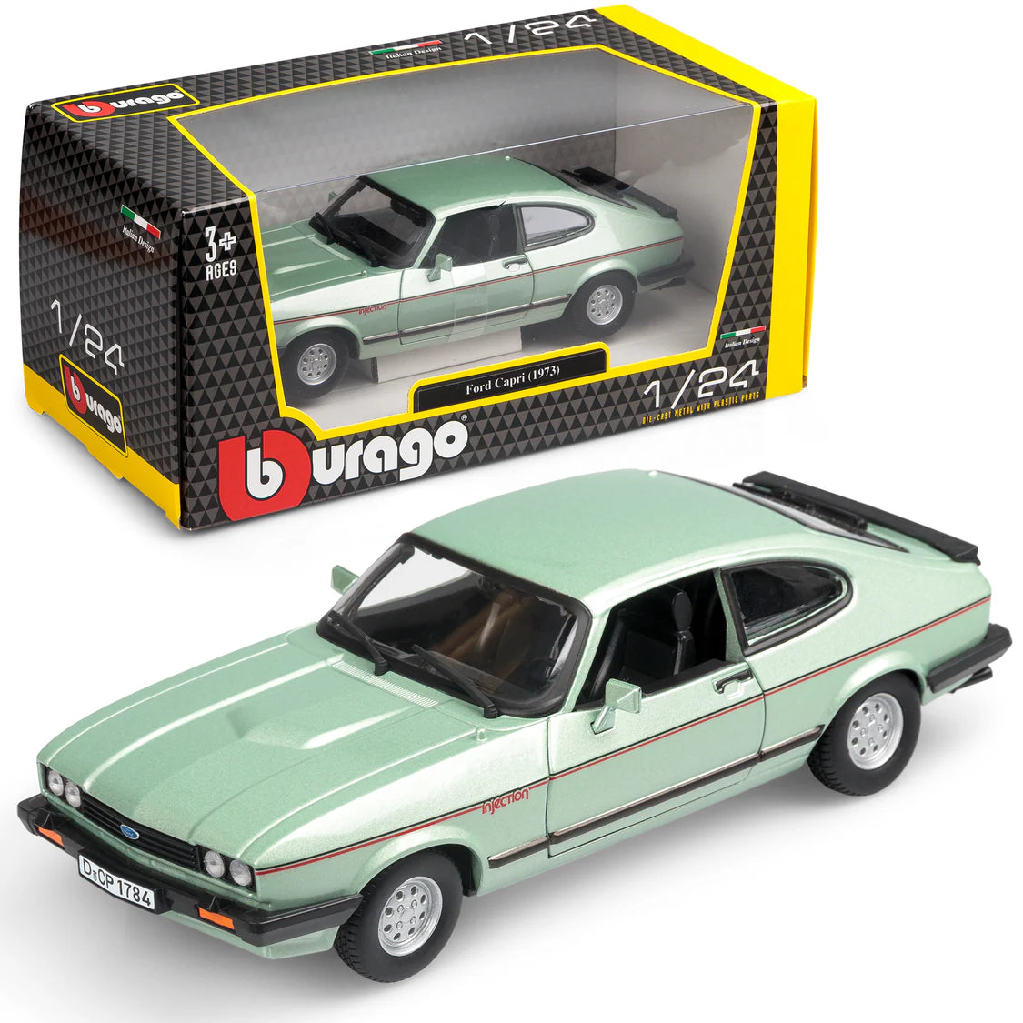 Burago Ford Capri 1982 Light Green 1:24 Diecast Model Car