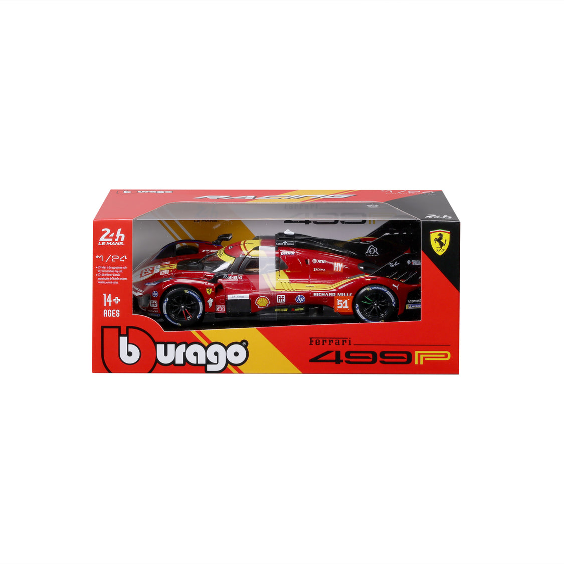Burago Ferrari 499P Le Mans Hypercar AF Corse #51 1:24 Die-Cast Model Car