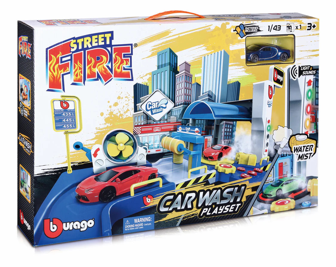 1:43 Street Fire Car Wash Playset Garage