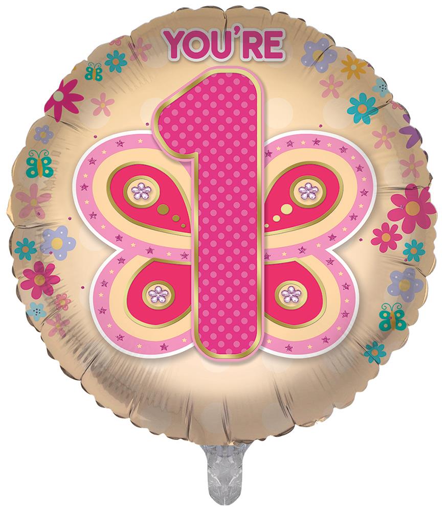 18 Inch Age 1 Birthday Girl Foil Balloon