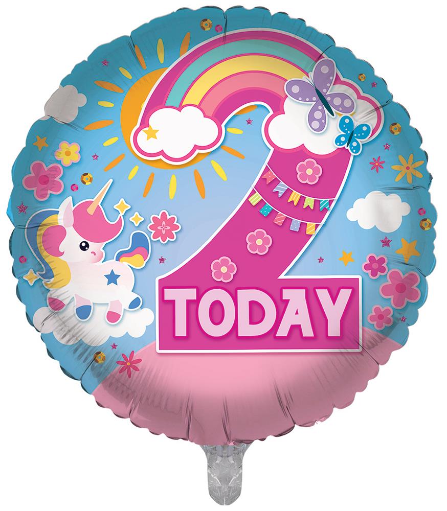 18 Inch Age 2 Birthday Girl Foil Balloon
