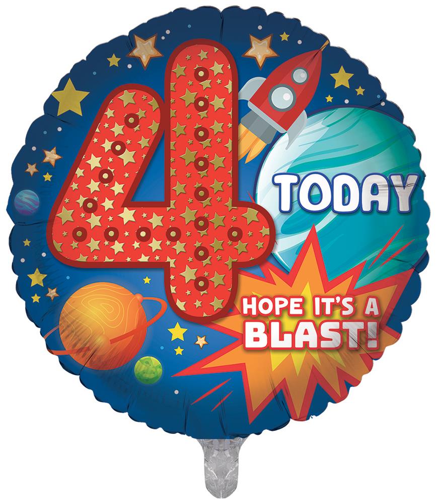 18 Inch Age 4 Birthday Boy Foil Balloon