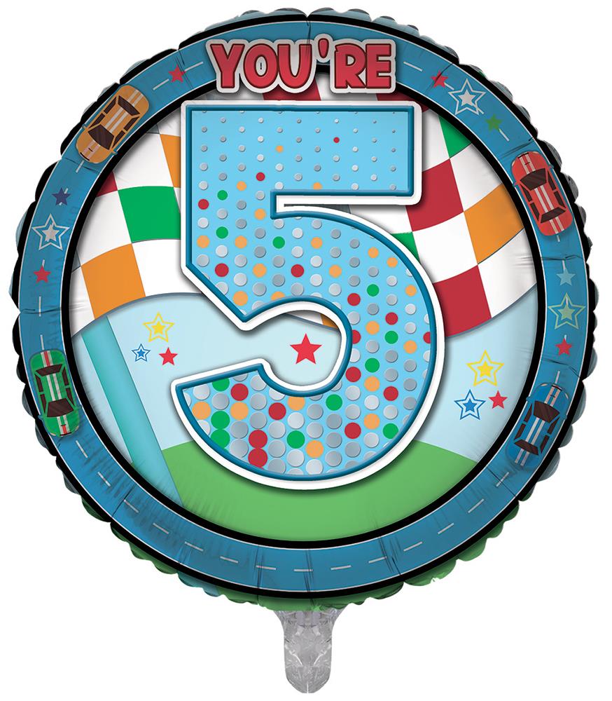 18 Inch Age 5 Birthday Boy Foil Balloon