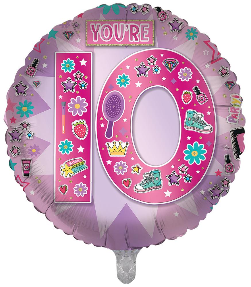 18 Inch Age 10 Birthday Girl Foil Balloon