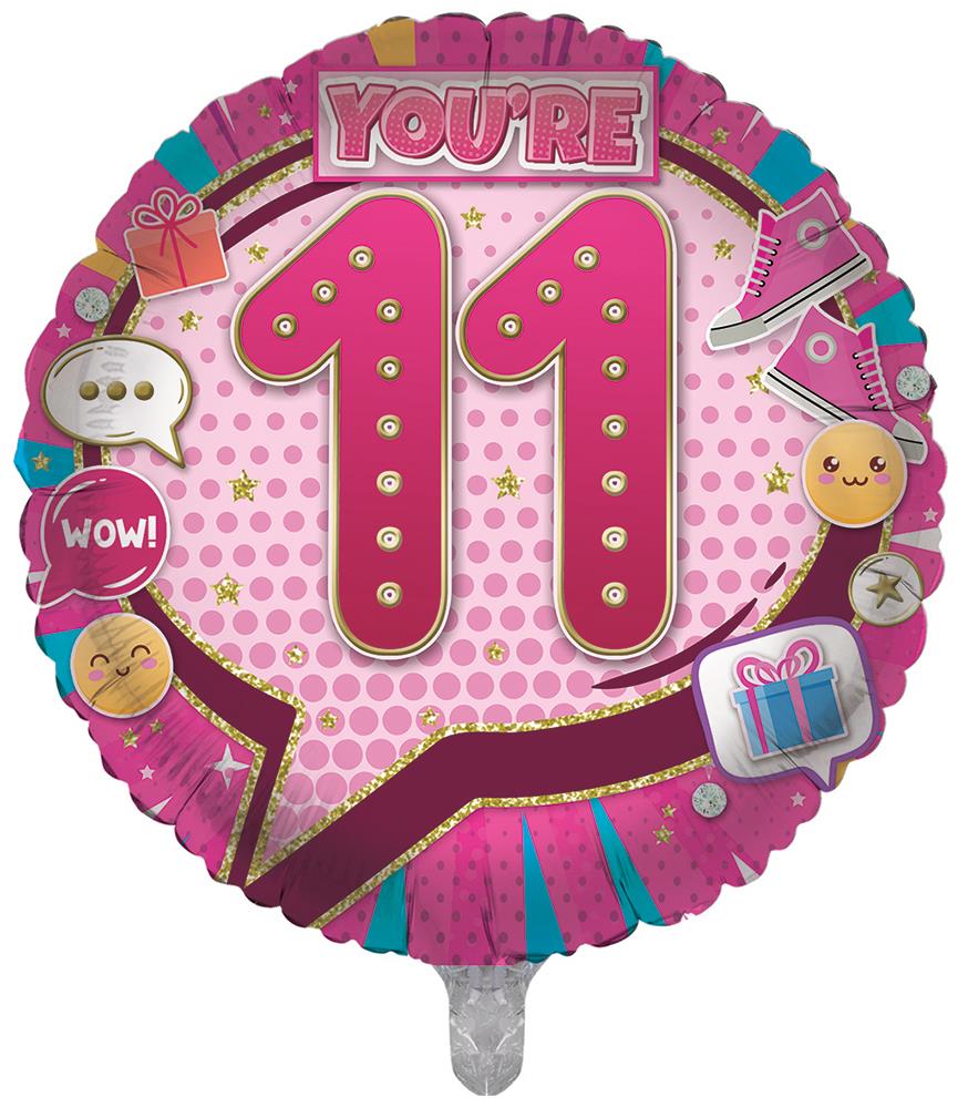 18 Inch Age 11 Birthday Girl Foil Balloon