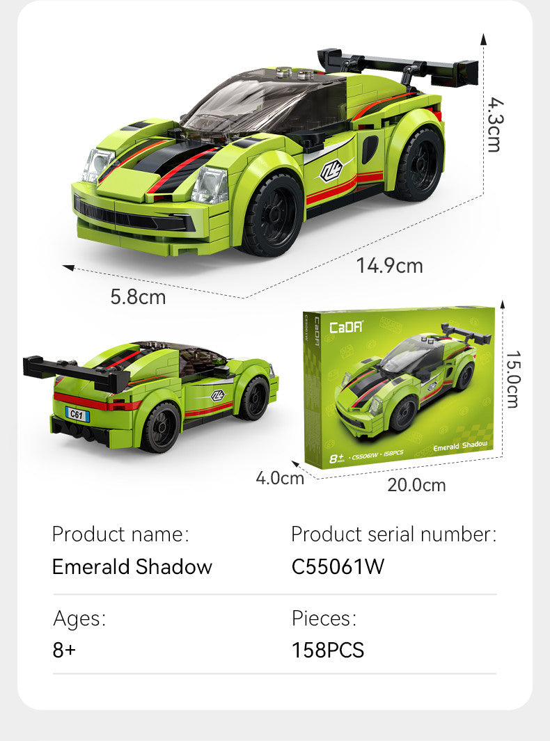 CaDA Emerald Shadow Sprint Racing Car Building Set 158 Pieces