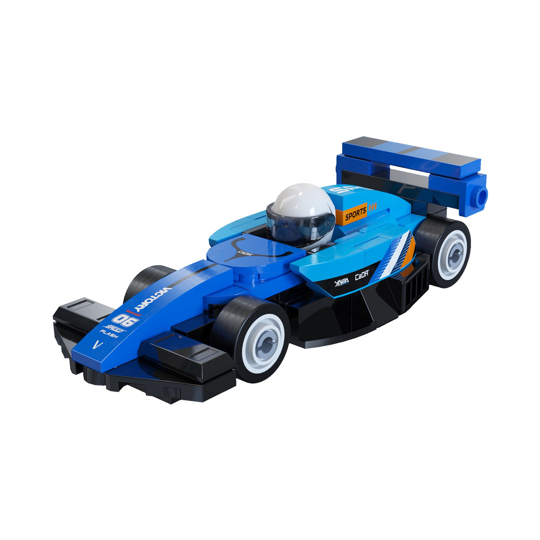 CaDA Mini Blue Circuit Racing Car Brick Kit 70 pcs