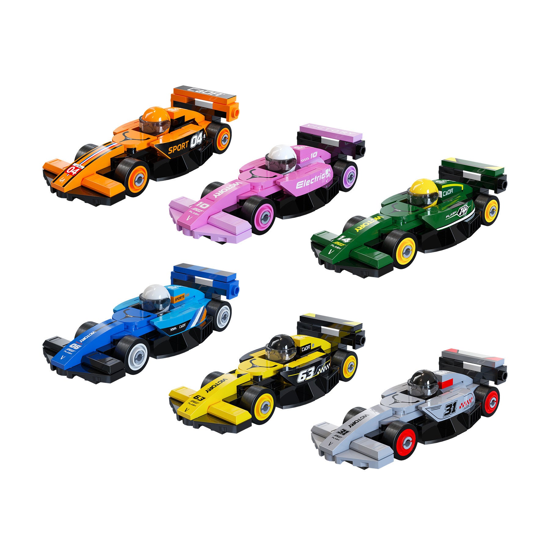 CaDA Mini Blue Circuit Racing Car Brick Kit 70 pcs