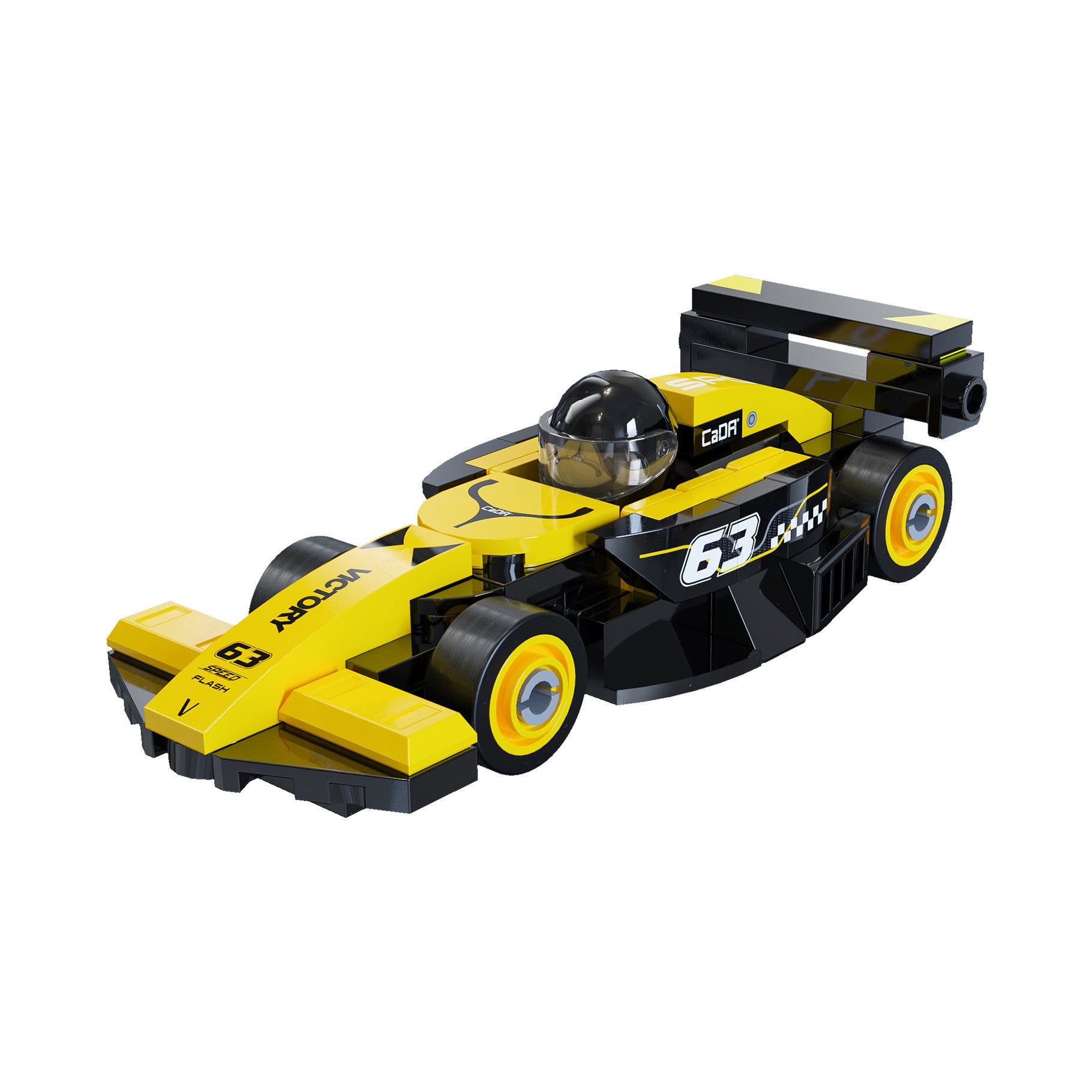 CaDA Mini Yellow Circuit Racing Car Brick Kit 70 pcs