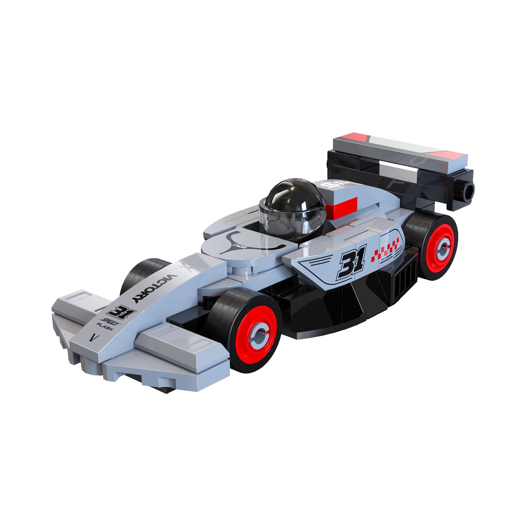 CaDA Mini Grey Circuit Racing Car Brick Kit 70 pcs