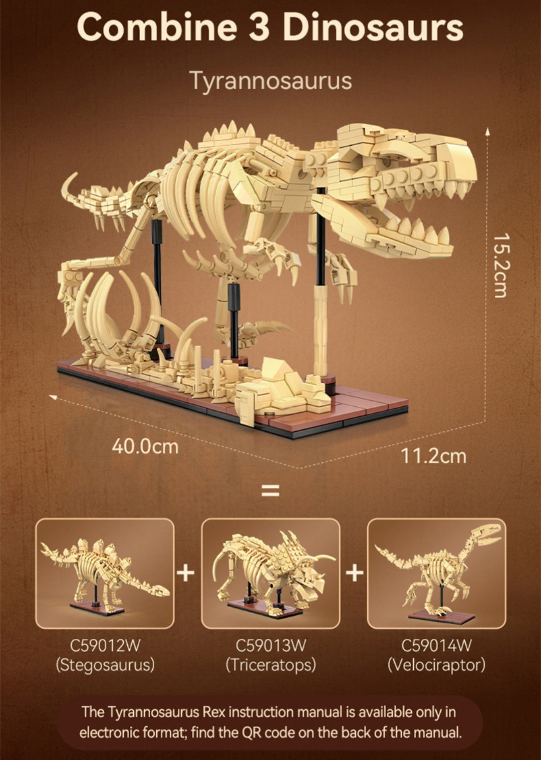CaDA Dinosaur Fossils: Triceratops Brick Kit 272 pcs