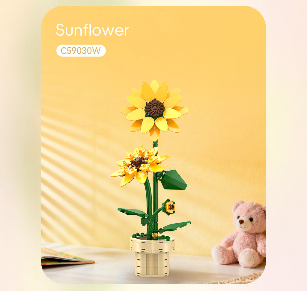 CaDA Sunflower Building Block Planter Brick Kit 187 pcs