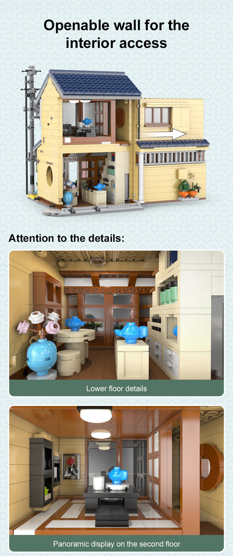 CaDA Japanese Kissaten Tea Shop Building Set 1200 Pieces