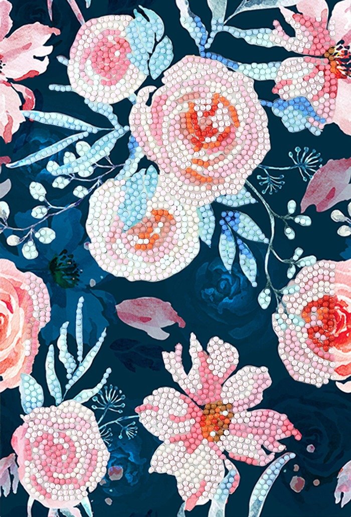 Pretty Pink Flowers, Crystal Art Notebook