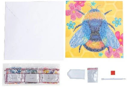 Bee, 18x18cm Crystal Art Card