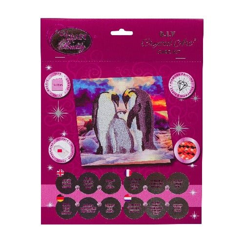 Penguin Family, 18x18cm Crystal Art Card