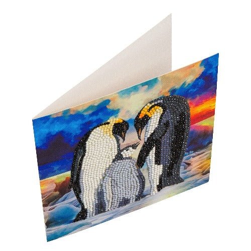 Penguin Family, 18x18cm Crystal Art Card
