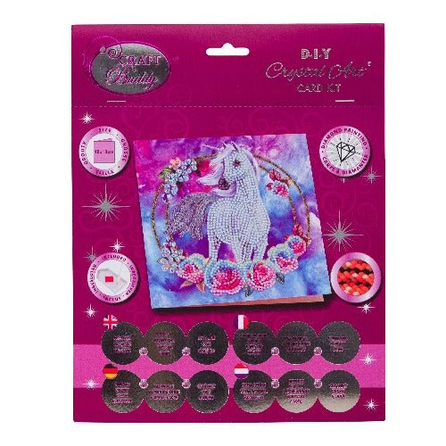 Unicorn Garland, 18x18cm Crystal Art Card