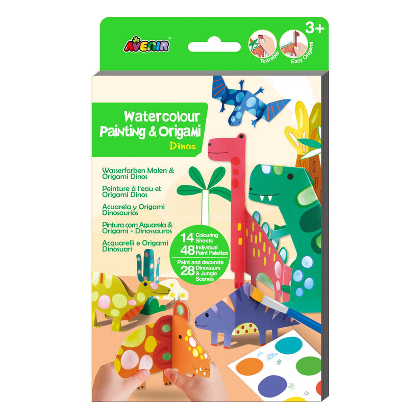 Watercolour Painting & Origami - Dino