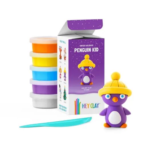 Hey Clay Winter Holiday Penguin Kid