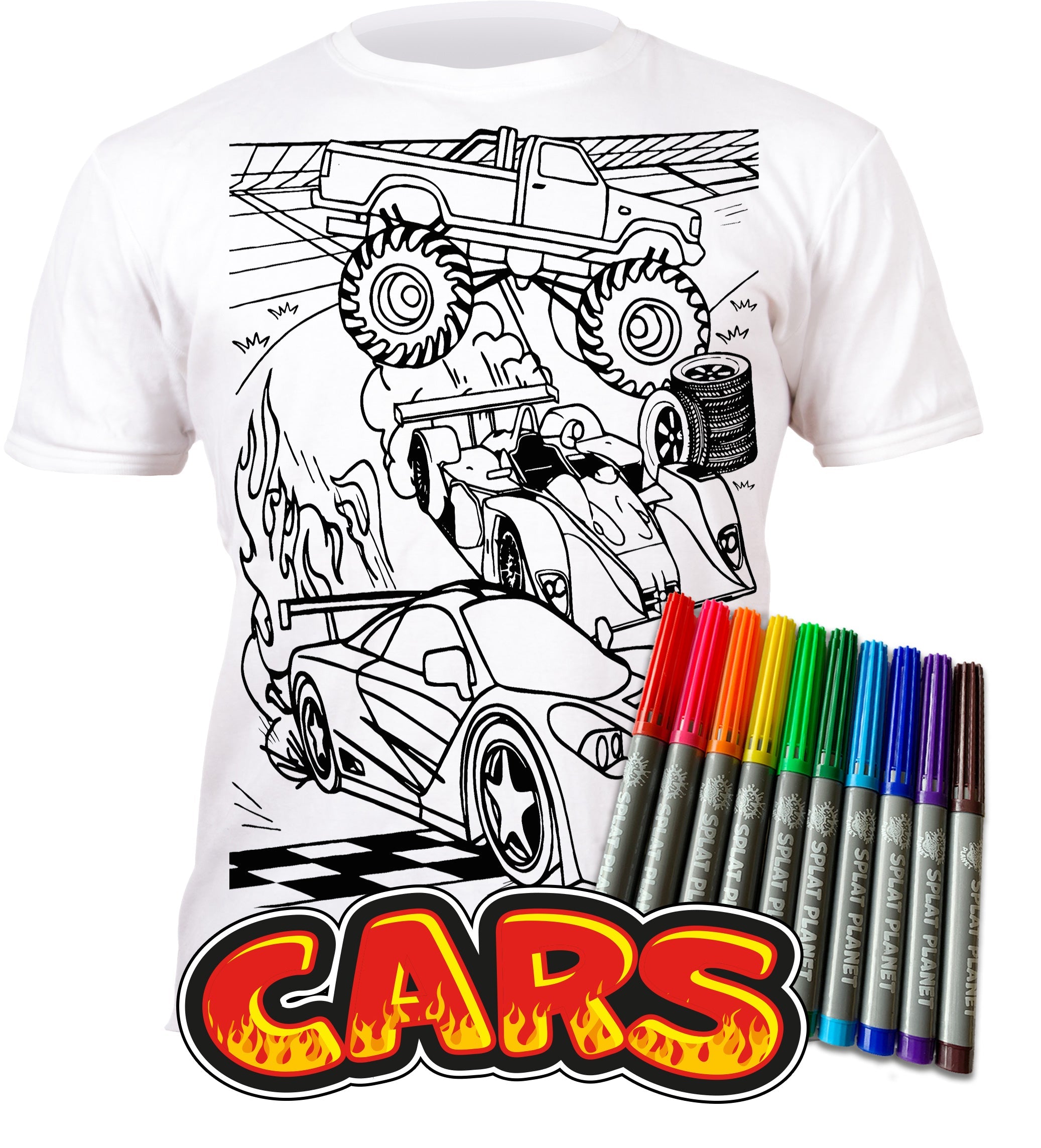 Cars Colour In T-Shirts