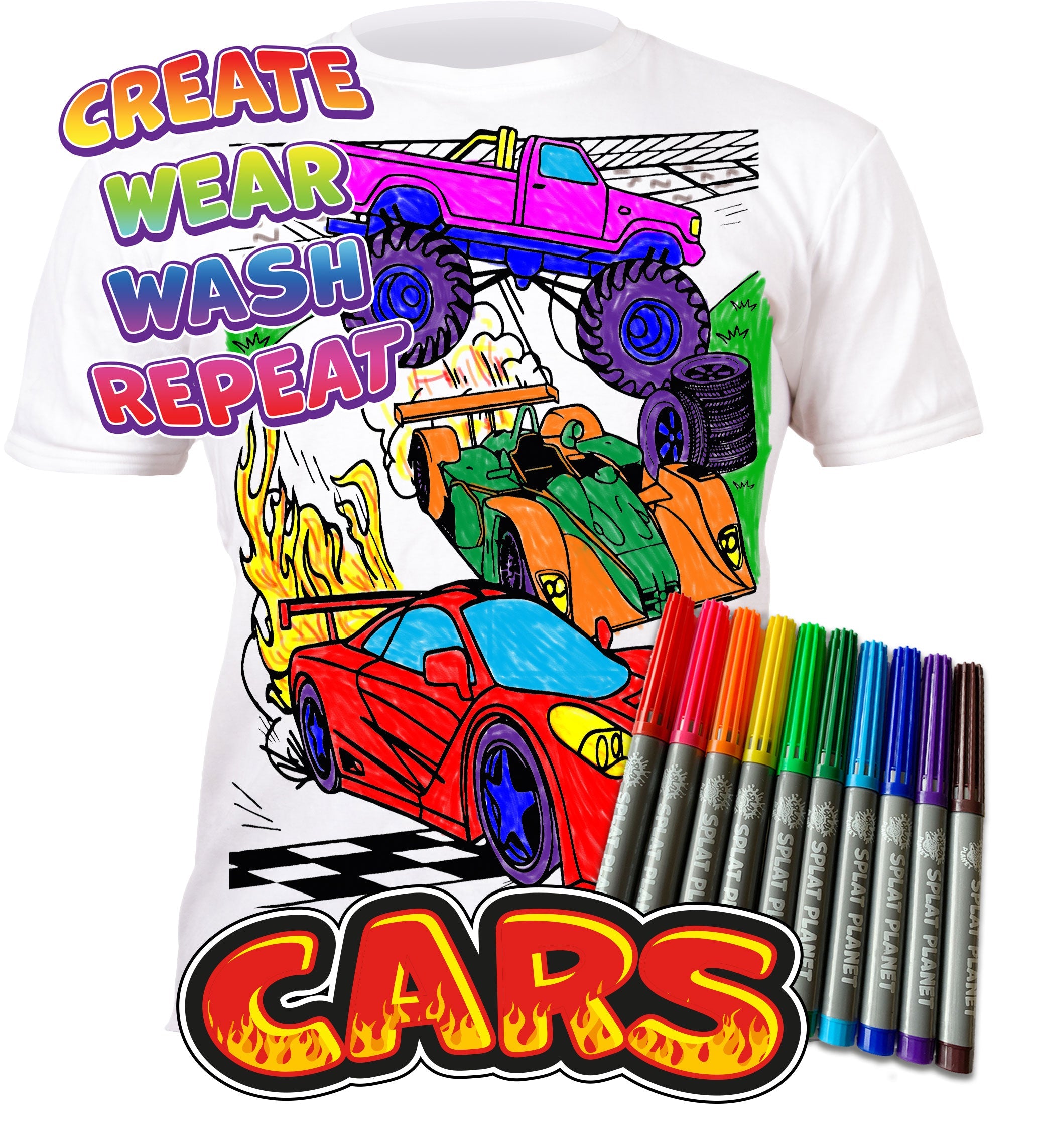Cars Colour In T-Shirts