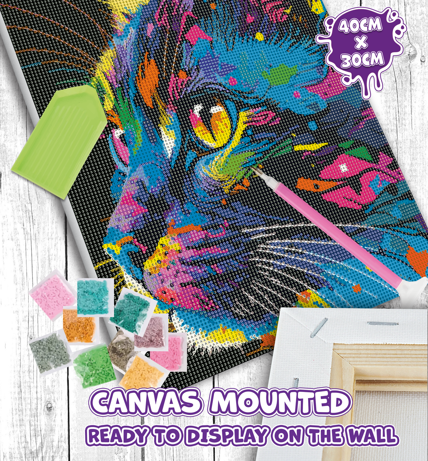 Bright coloured Cat Diamond Art