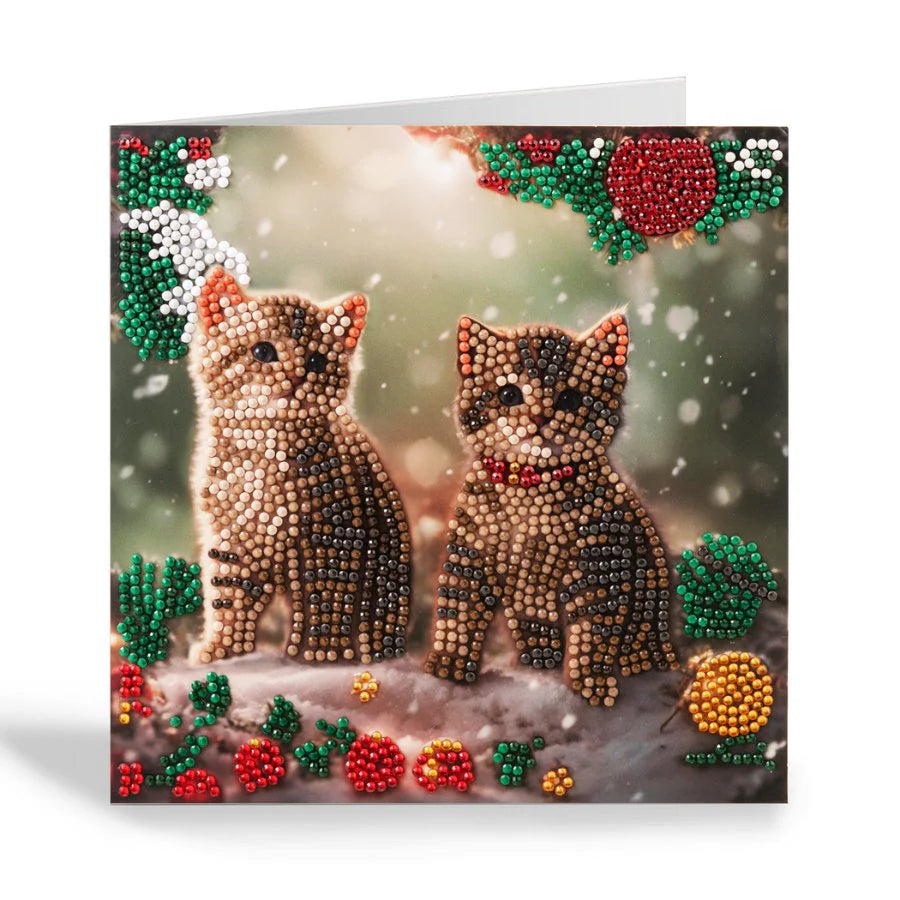 Christmas Kittens, 18x18cm Crystal Art Card
