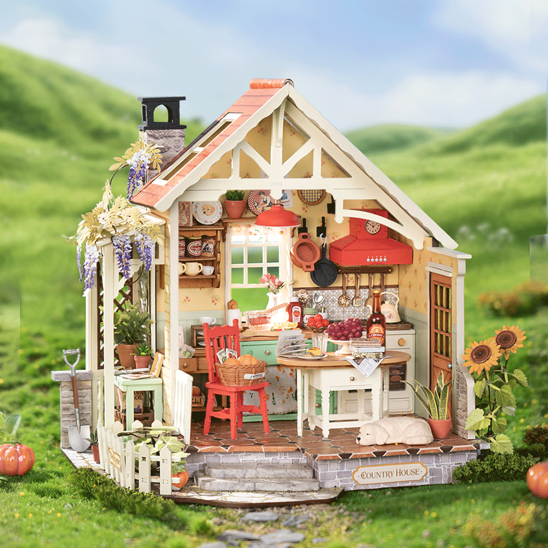 Rolife Sunlit Farmhouse Kitchen DIY Miniature House Kit