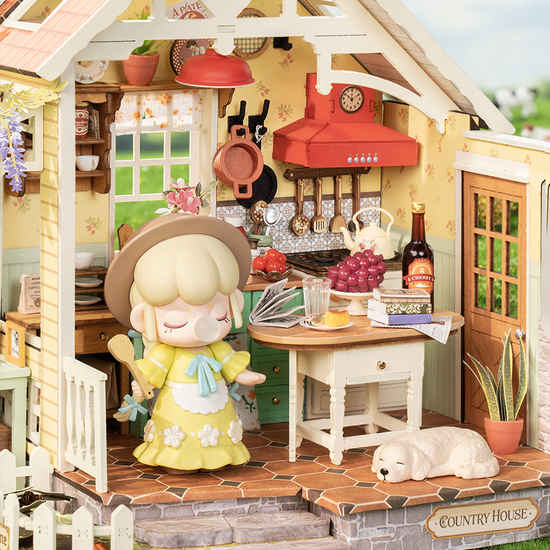 Rolife Sunlit Farmhouse Kitchen DIY Miniature House Kit