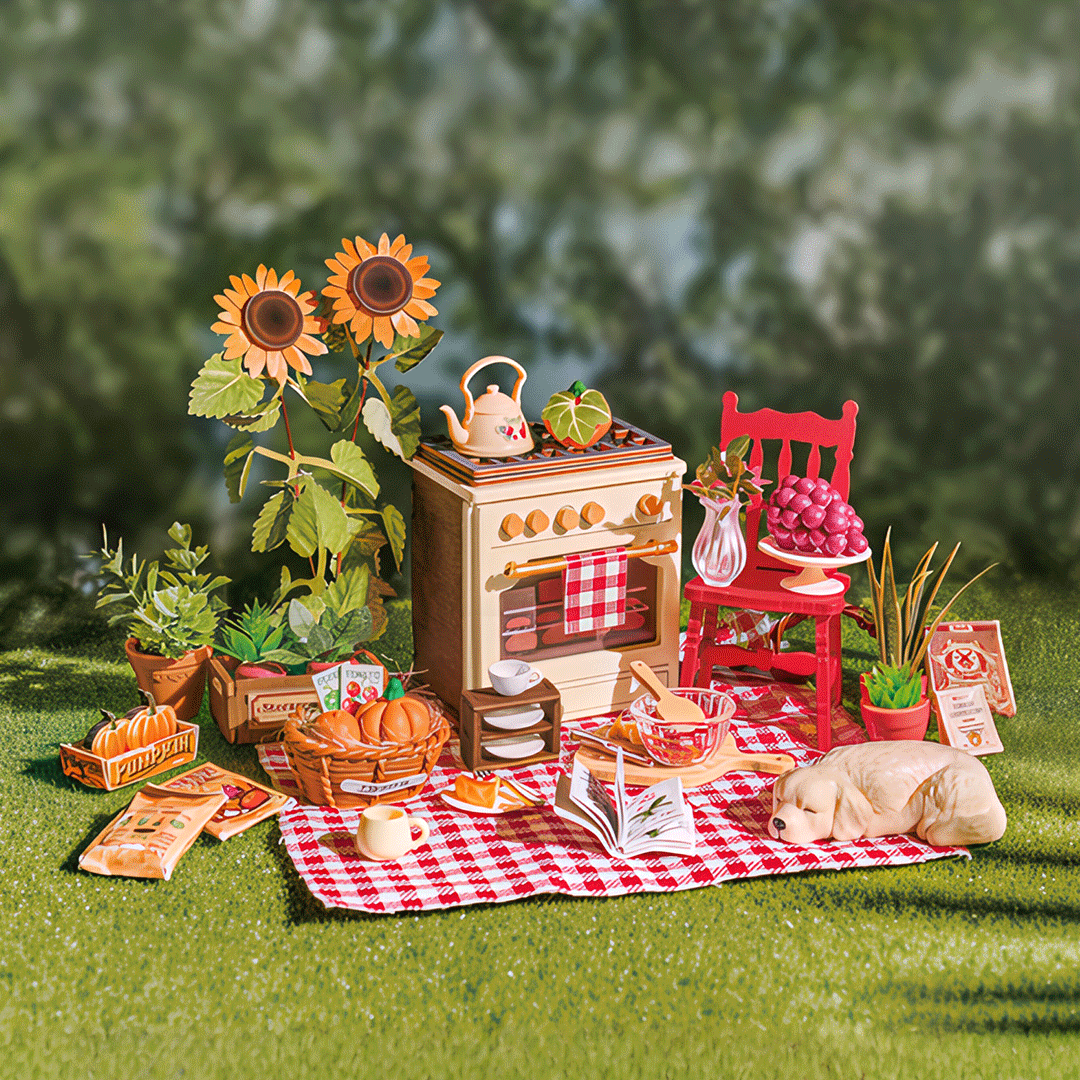 Rolife Sunlit Farmhouse Kitchen DIY Miniature House Kit